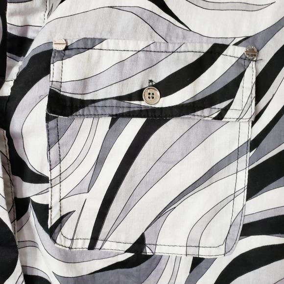 Michael Kors Geometric Roll Up Long Sleeve Blouse - Picture 4 of 7